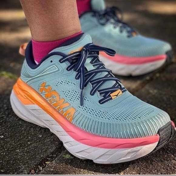 Hoka One One Bondi 7 Women’s Size 9 D (Wide) Blue Haze Mesh Running Walking Gym - Picture 1 of 13